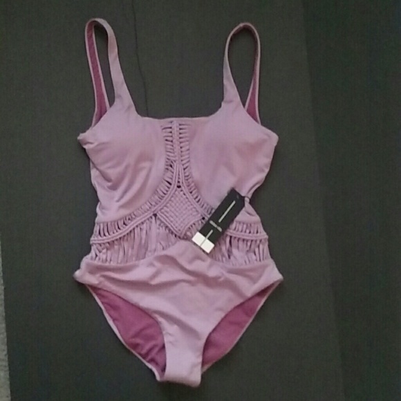 NWT Dolce Vita Lavender One Piece Macrame Swimsuit - Picture 2 of 8